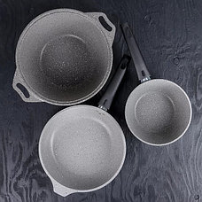 Набор кухонной посуды №4 с антипригарным покрытием, линия "Мраморная"(светлый мрамор), фото 2