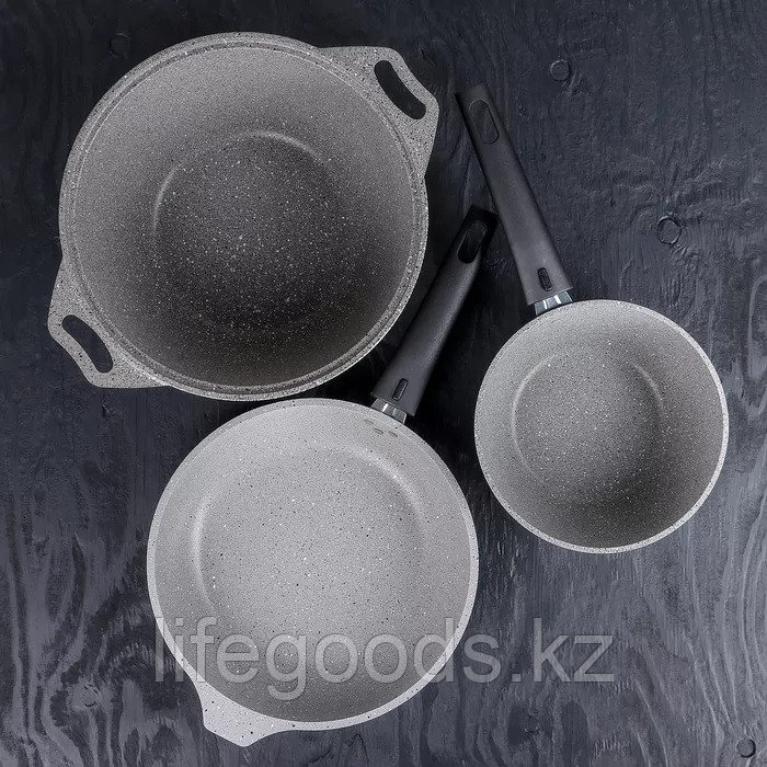 Набор кухонной посуды №4 с антипригарным покрытием, линия "Мраморная"(светлый мрамор) - фото 2 - id-p71153308