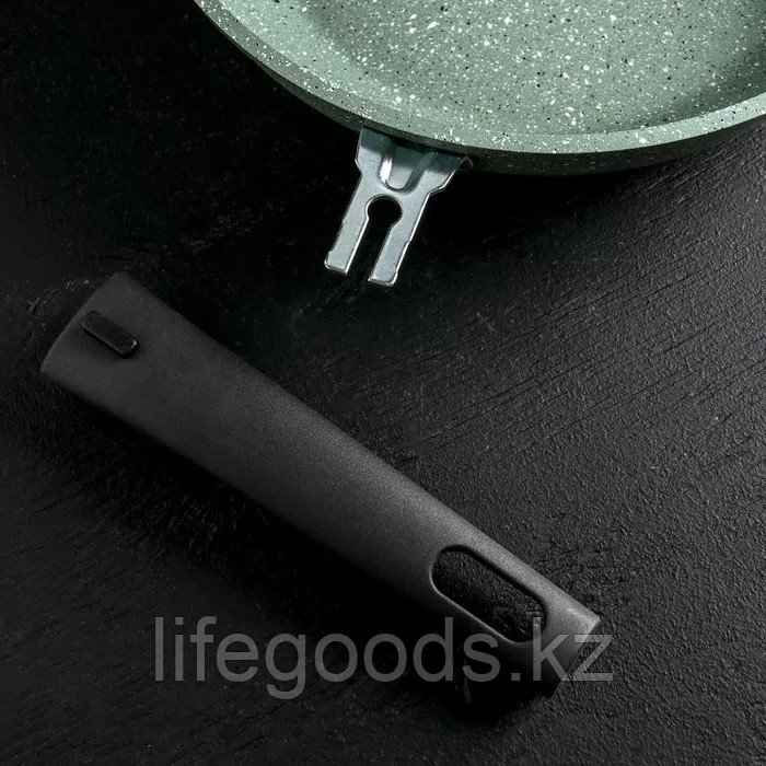 Сковорода 240/60 мм с антипригарным покрытием (фисташковый мрамор) со съемной ручкой смф246а - фото 4 - id-p71152933