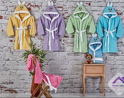 Халат детский махровый с капюшоном для мальчиков и девочек. Турция