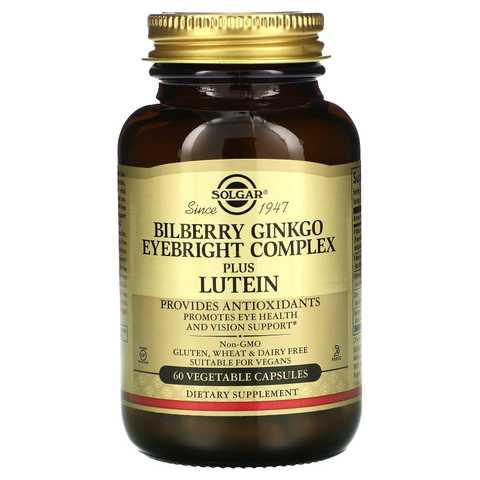 Витамины Solgar Bilberry Ginkgo Eyebright Complex plus Lutein 60 капс