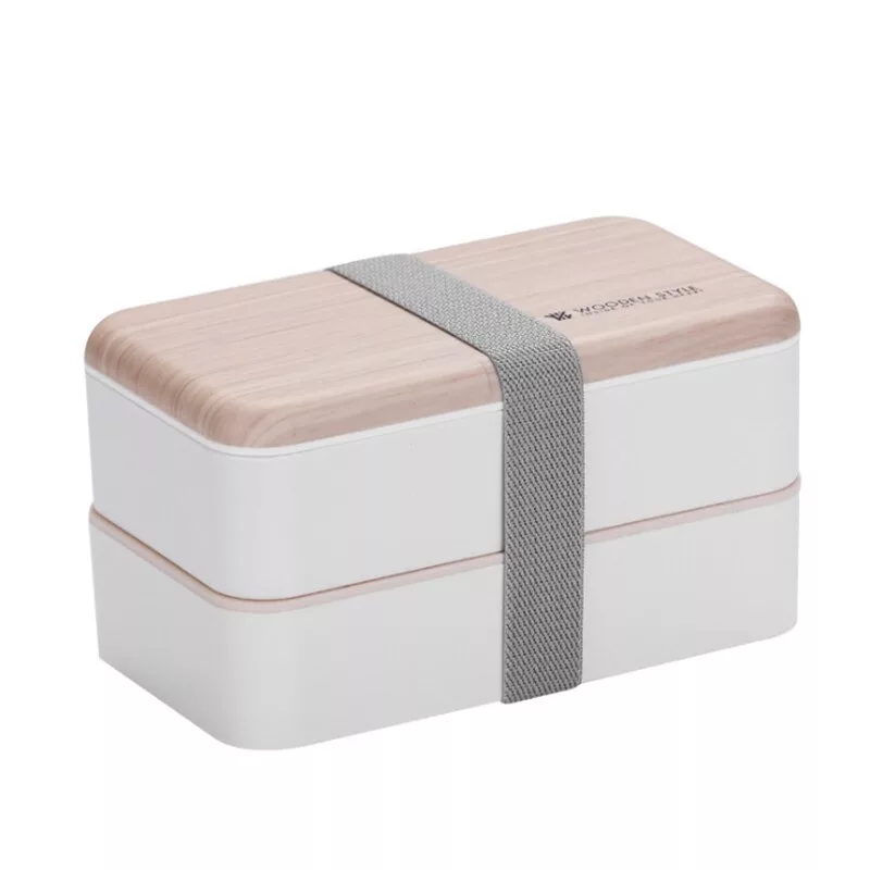 Ланч бокс двойной HLV Wooden Style WS-001 1200 мл, White