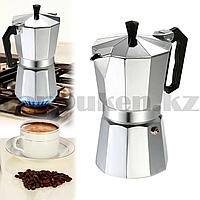 Гейзерная турка для варки кофе металлическая Caffettiera Moka 9 Tazze (9 чашек) espresso