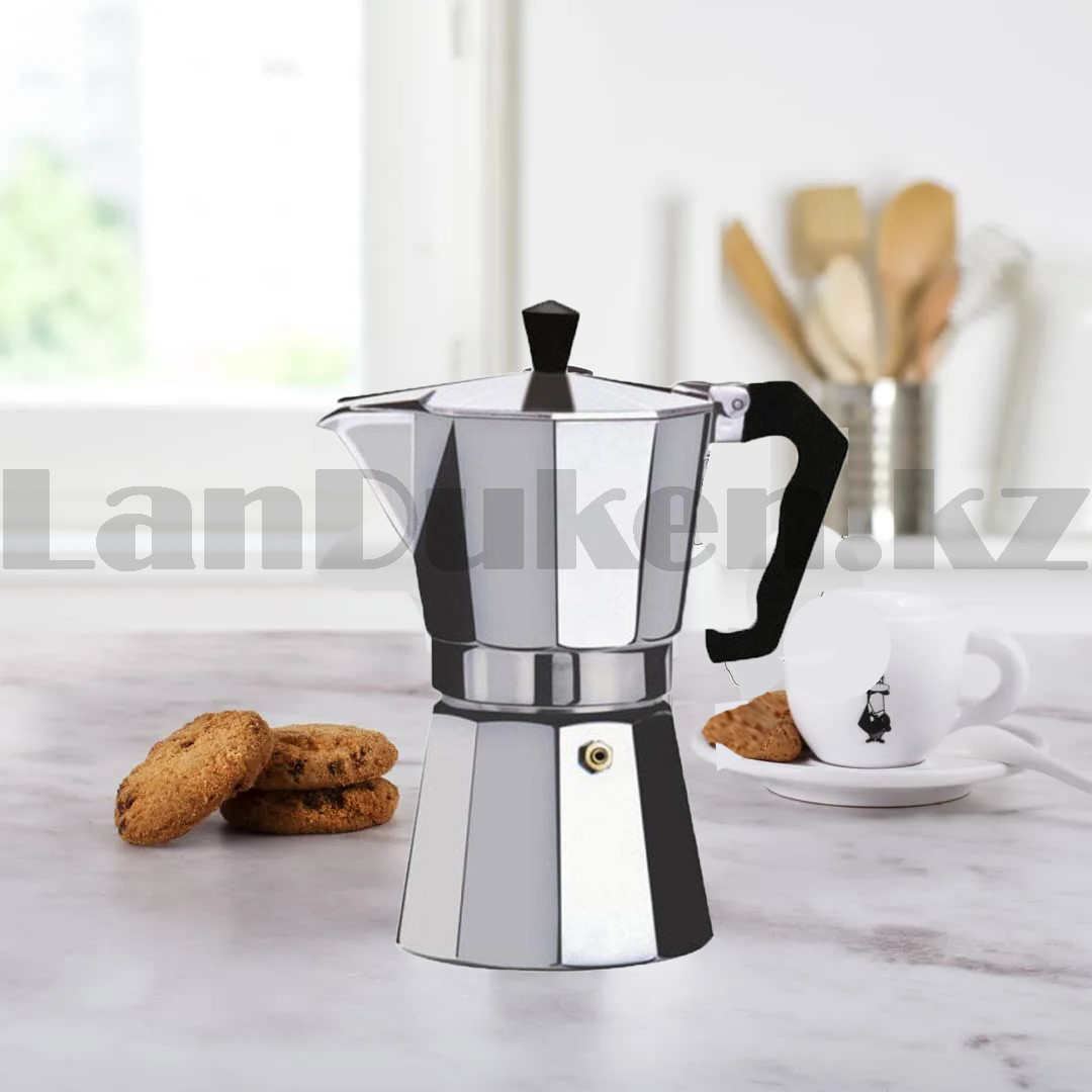 Гейзерная турка для варки кофе металлическая Caffettiera Moka 6 Tazze (6 чашек) espresso - фото 5 - id-p66987103