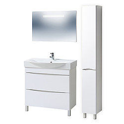 Комплект мебели для ванной Акваль Верна 85 Тумба с зеркалом и пеналом
