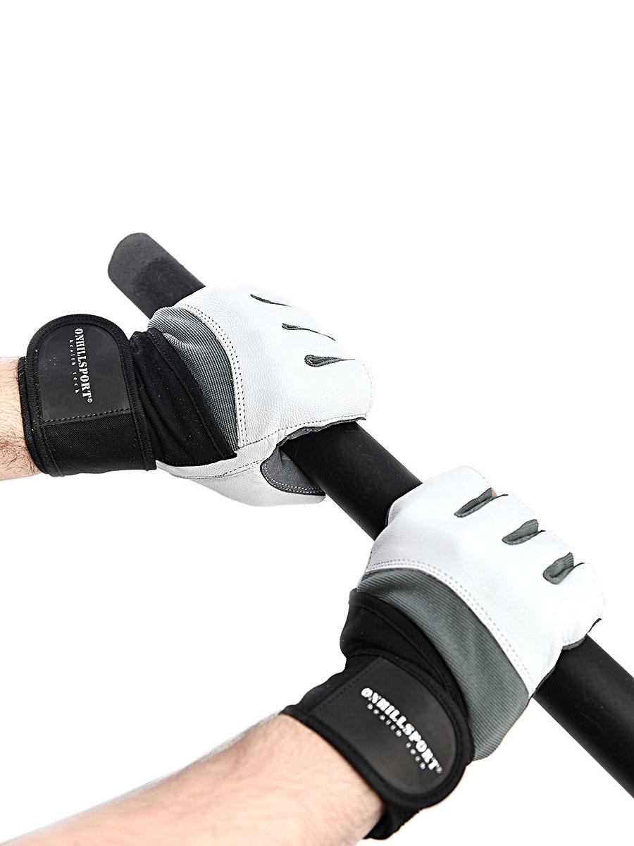 Перчатки для фитнеса мужские кожаные Q10, черно-белые (XL)