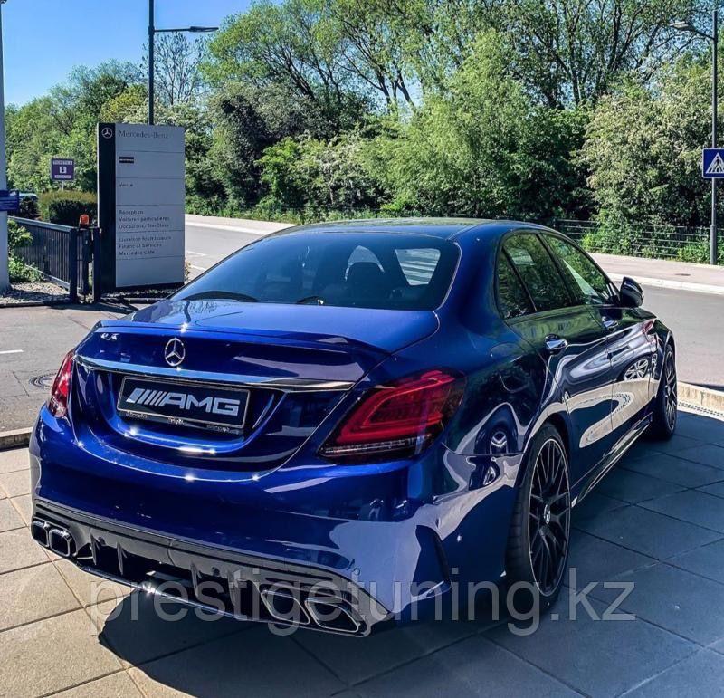 Диффузор с насадками на задний бампер C-class W205 (2018-21) стиль C63 AMG - фото 2 - id-p97348786