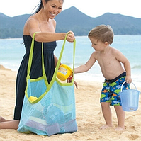 Пляжная сумка для игрушек, полотенец, голубая
