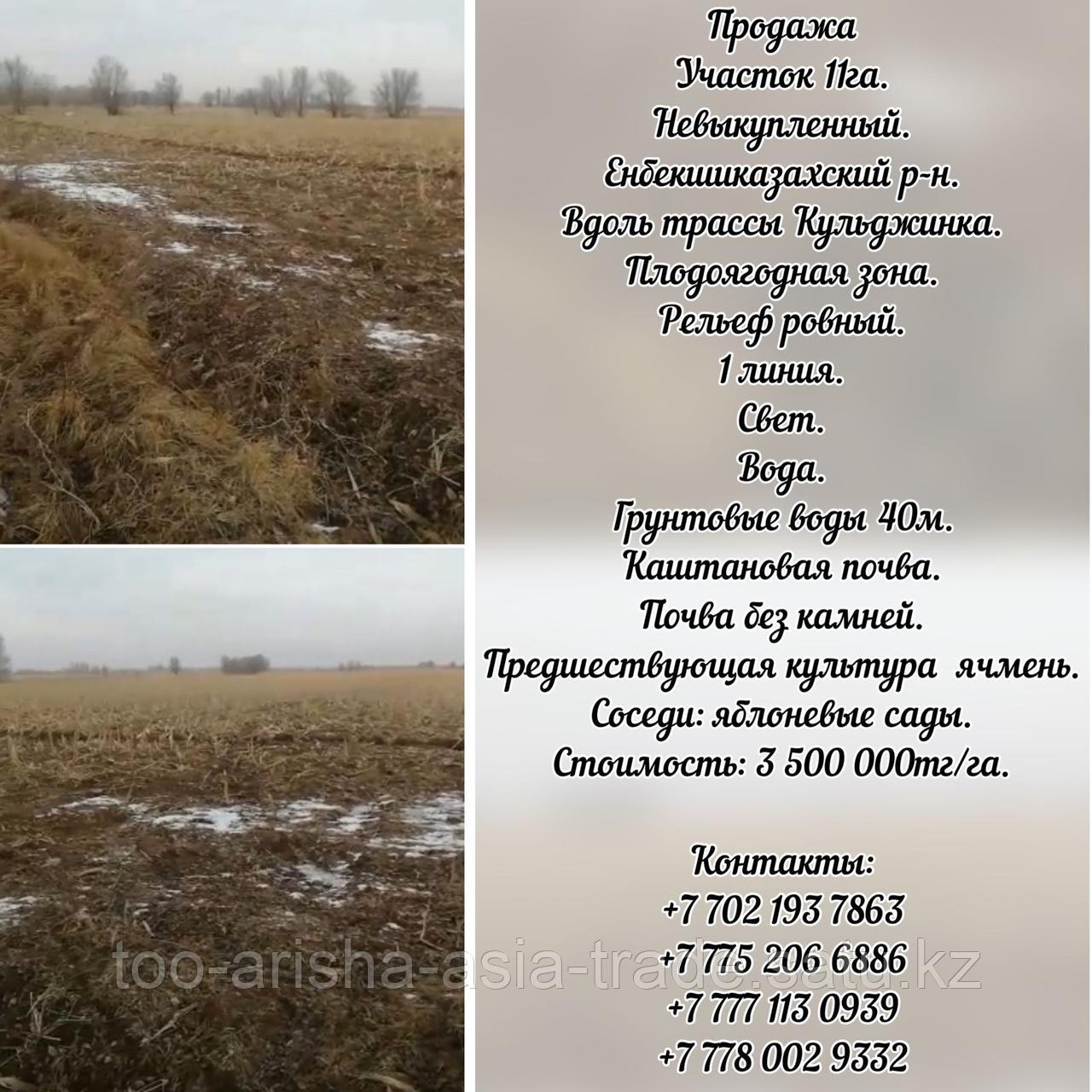 Земля КХ 8 га, 11 га, 8 га Кульджинская трасса Енбекшиказахский район