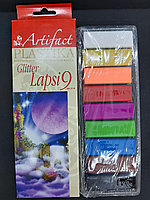 Полимерная глина Артефакт - Набор LAPSI GLITTER 9 классических цветов с блестками