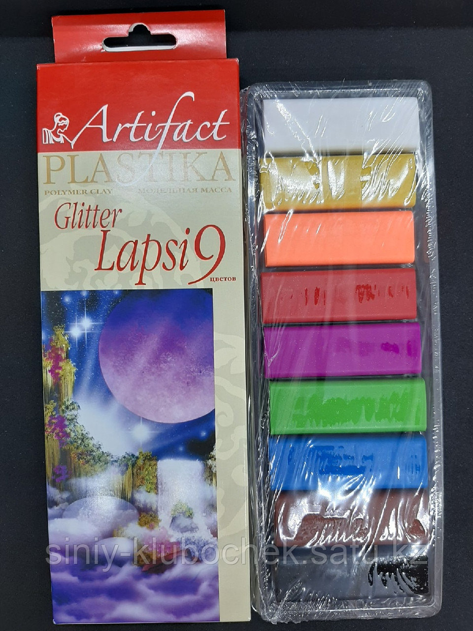 Полимерная глина Артефакт - Набор LAPSI GLITTER 9 классических цветов с блестками - фото 1 - id-p97382929