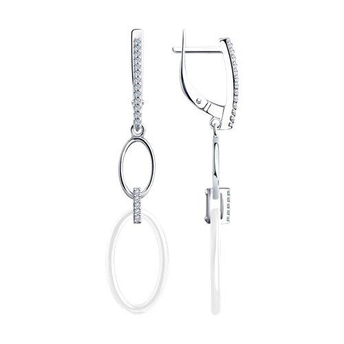 Серьги из серебра с керамическими вставками и фианитами DIAMANT ( SOKOLOV ) 94-121-01271-2 покрыто родием
