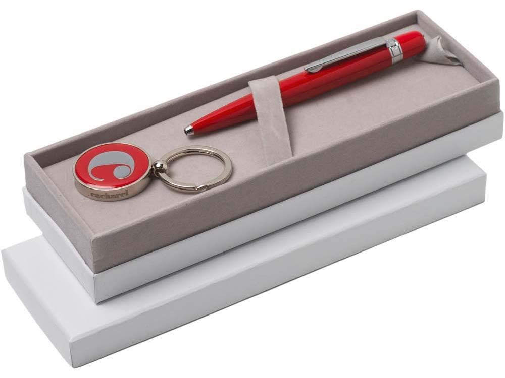 Набор Cacharel: шариковая ручка, брелок с флеш-картой USB 2. на 4 Гб, красный/серебристый, фото 1
