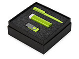Подарочный набор On-the-go с флешкой, ручкой и зарядным устройством, зеленое яблоко, фото 2