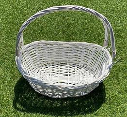 Белая Плетенная Подарочная Корзина для фруктов, шампанского, конфет. Съемная ручка. Размер 43 см. Корзины.