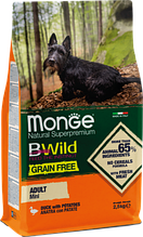 4756 Monge Grain Free All Breeds Duck Mini, Беззерновой корм для взрослых собак мелких пород с уткой, уп 2,5кг