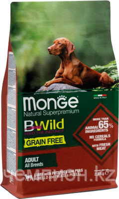 1730 Monge Grain Free All Breeds Adult Lamb, Монже беззерновой корм для собак всех пород с ягненком, уп.12кг.