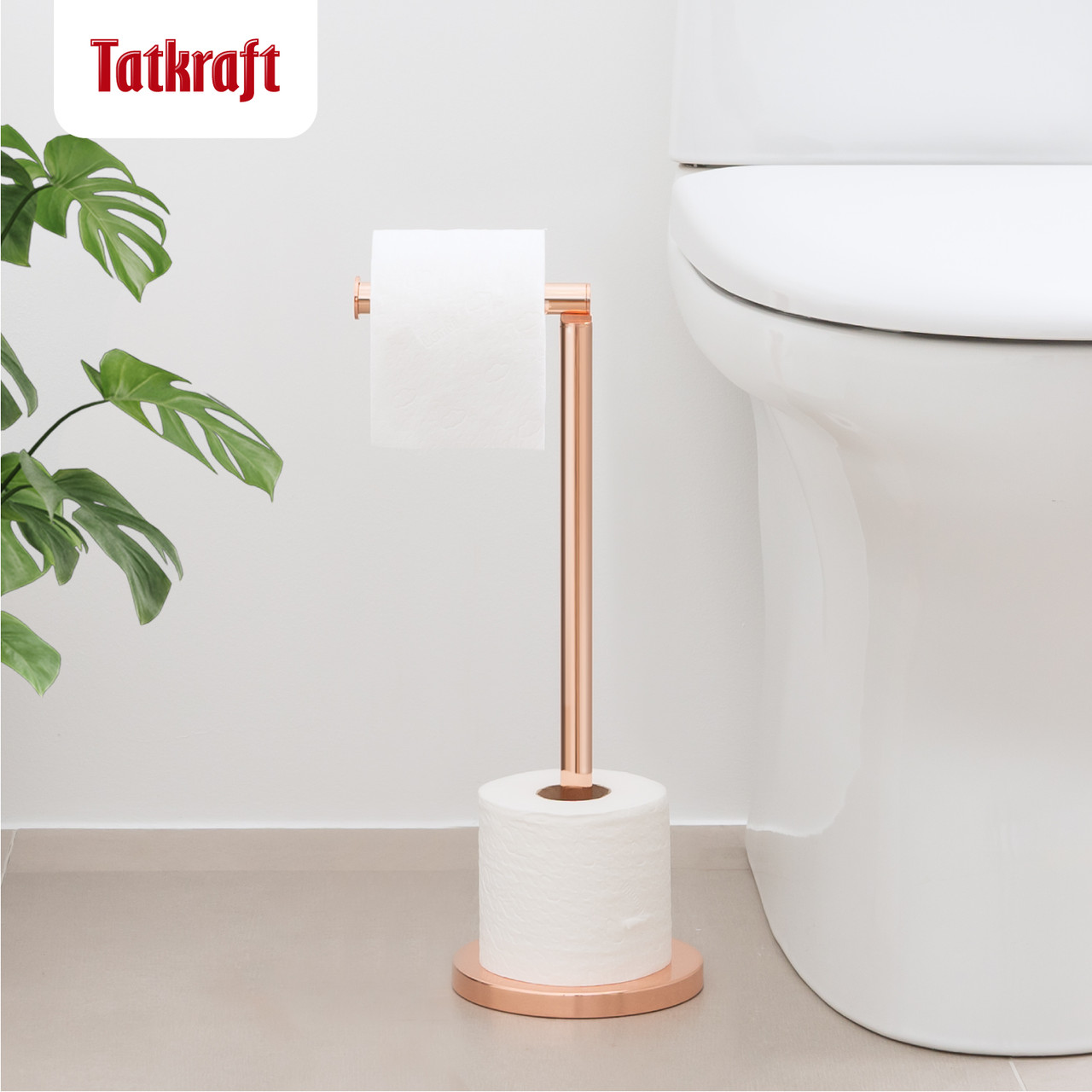 Tatkraft Tess Напольный держатель рулонов туалетной бумаги, розовое золото.