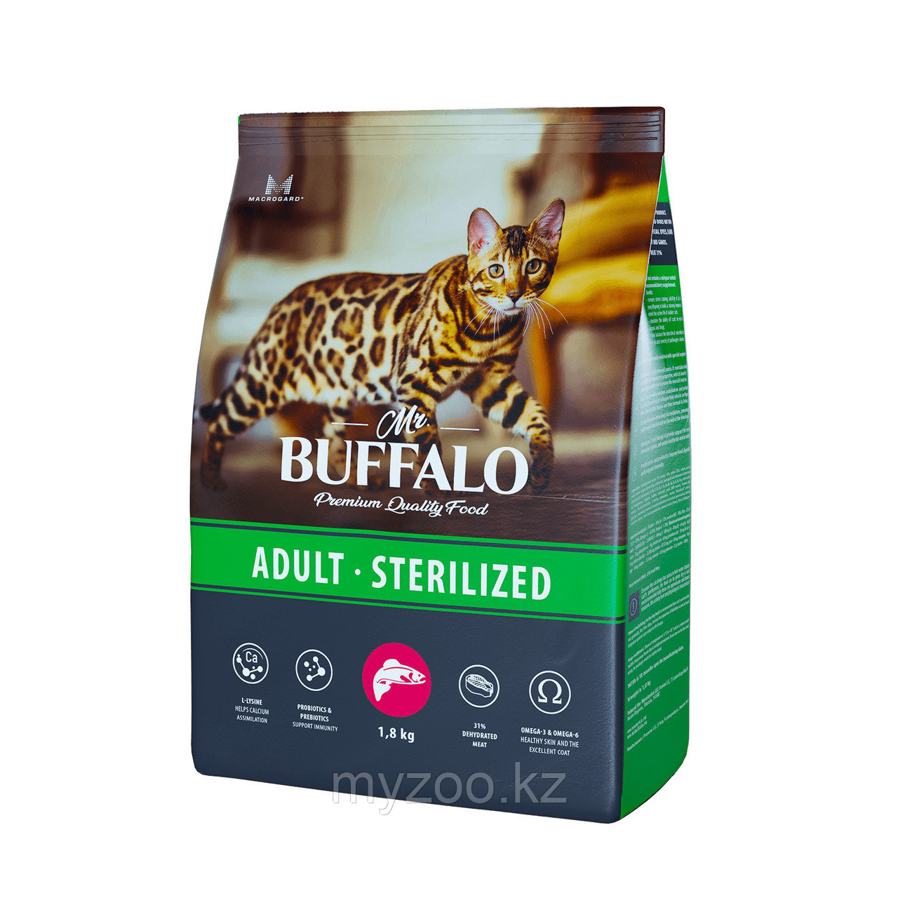 Mr.Buffalo Sterilised для взрослых стерилизованных кошек с лососем, 1.8 кг