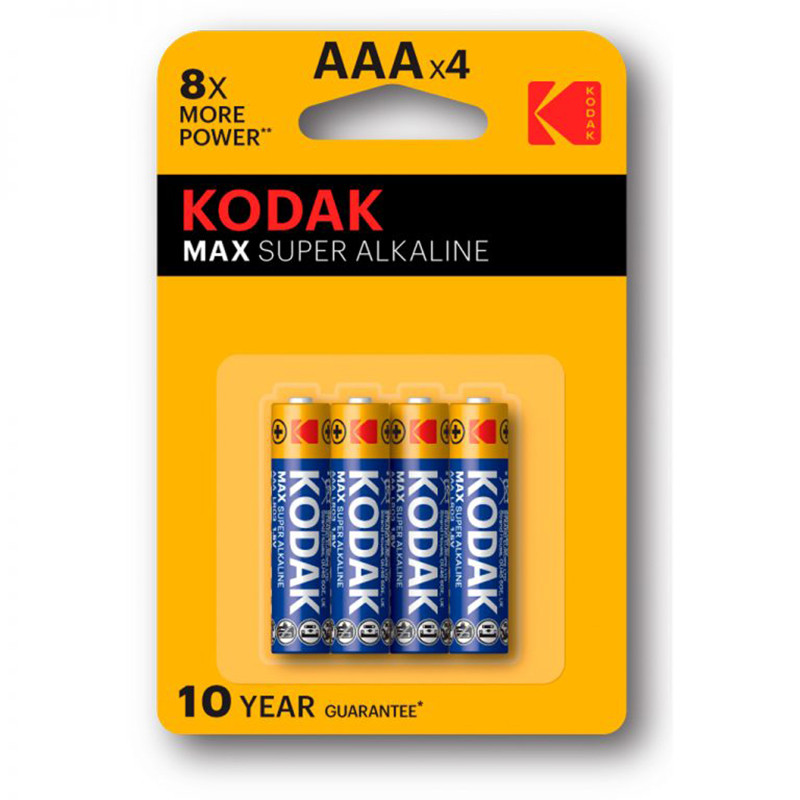 Батарейка алкалиновая Kodak Max, AАA, LR03-BL4, 1.5В, блистер, цена за 1 шт.