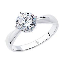 Помолвочное кольцо из серебра с фианитом SOKOLOV покрыто  родием,  89010028 размеры - 17 17,5 18 19 19,5 20