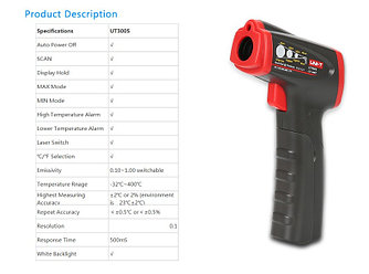 Термометр инфракрасный (пирометр) UNI-T UT300S (-32°С +400°С).