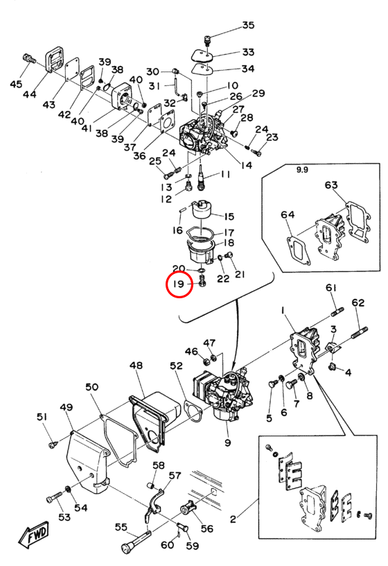 Жиклер главный Yamaha Y E15 6771434368