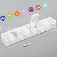 Таблетница дорожная с 7 ячейками контейнер для хранения таблеток прозрачная