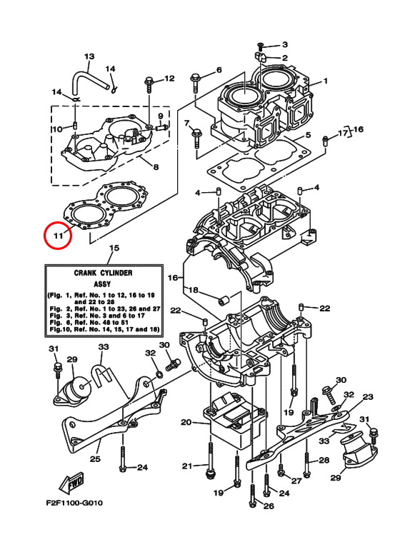 Прокладка ГБ лодочного мотора Yamaha VX700 \ XL700 62T1118101 - фото 2 - id-p94117736