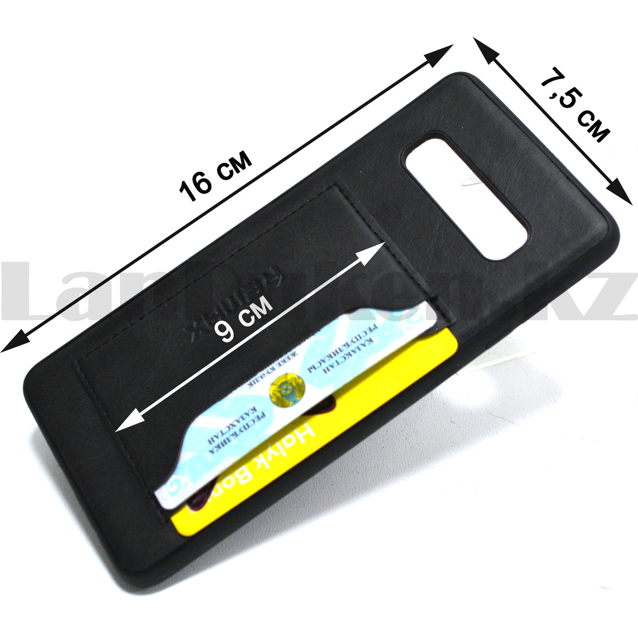 Чехол на Samsung S10+ (Galaxy S10 Plus) Remax эко кожа с кармашками для карт черный - фото 2 - id-p97439641
