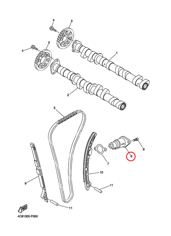 Натяжитель цепи мотоцикла Yamaha R1 4C81221000