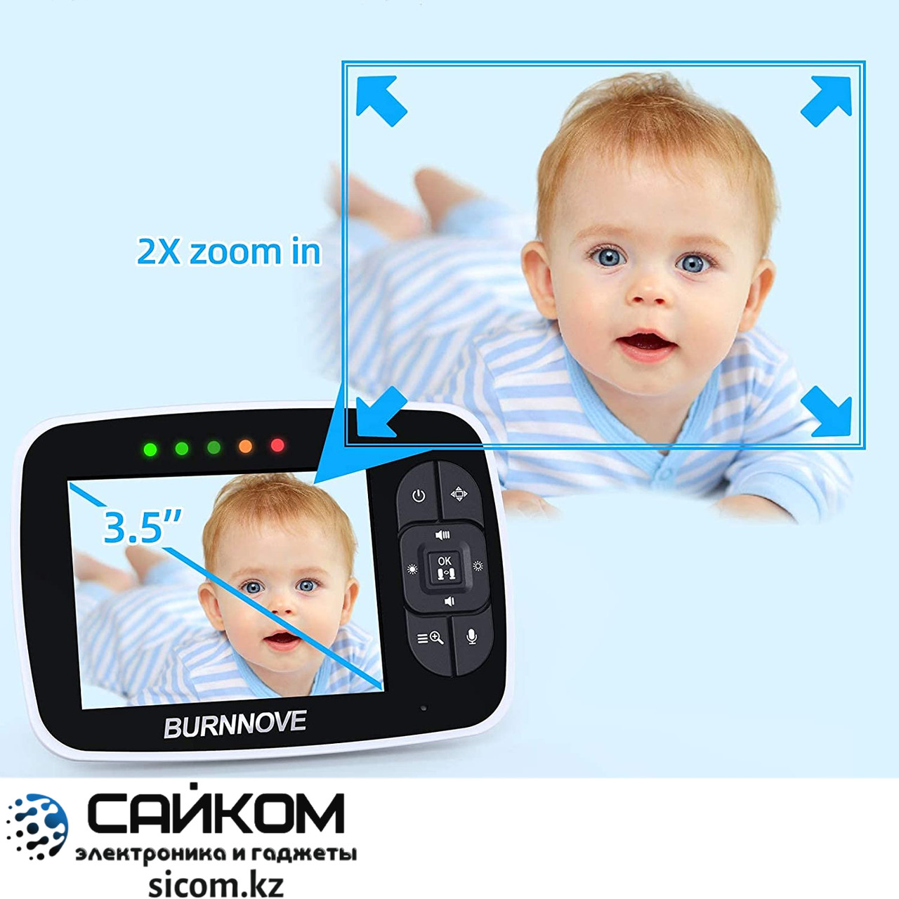 Видеоняня SM35 PTZ Baby Monitor, Дисплей 3.5 дюйма TFT - фото 2 - id-p97435196