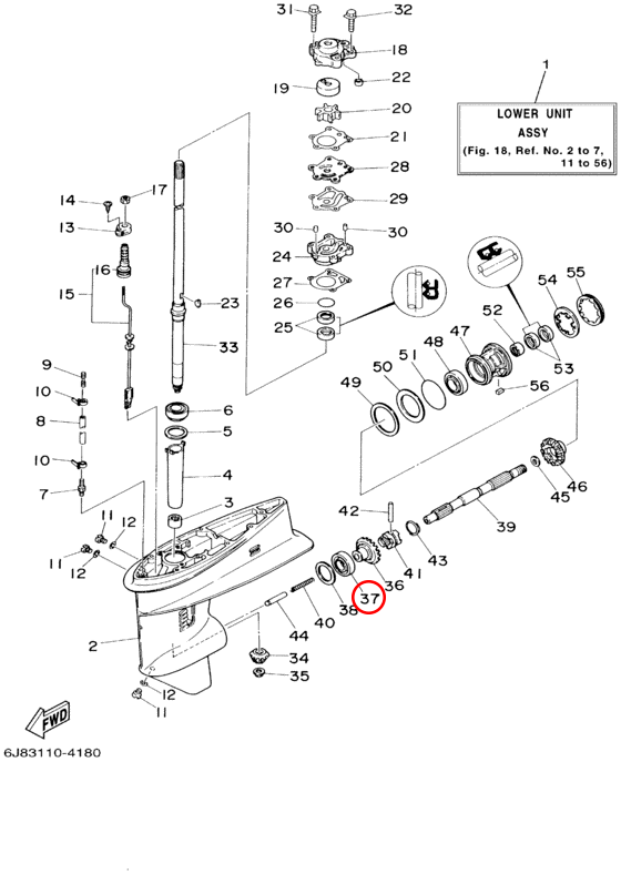 Подшипник роликовый 3 цилиндра (6J8) Yamaha Y 25-30 93332000V6