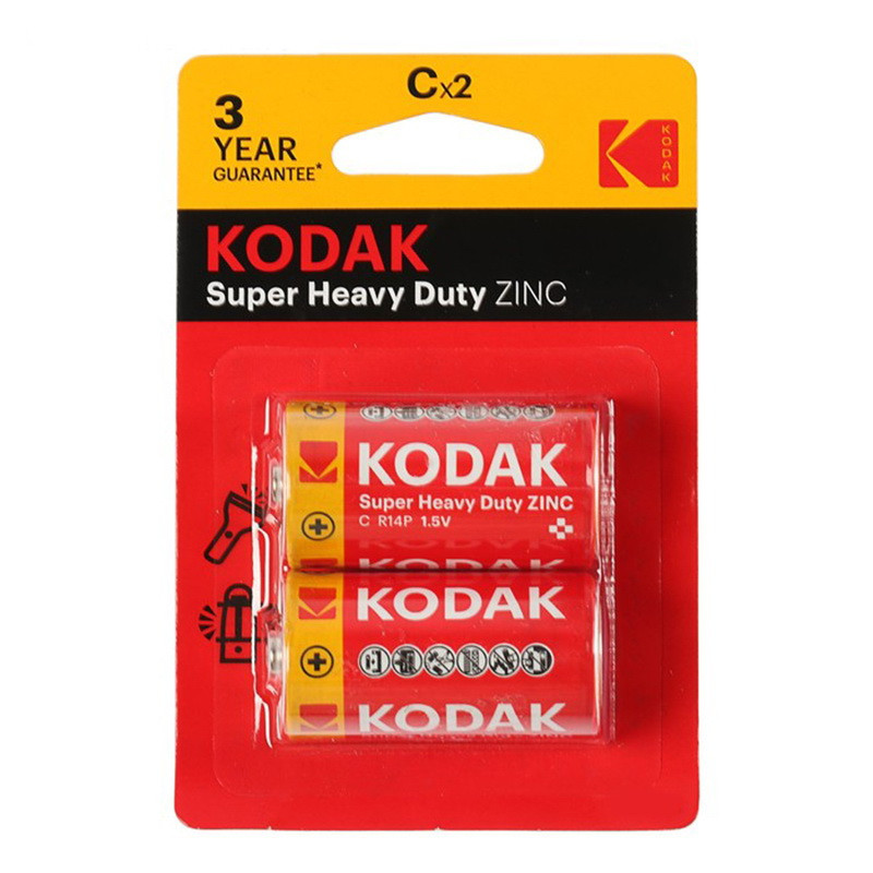 Батарейка солевая Kodak Super Heavy Duty, С, R14-SR2, 1.5В, блистер, цена за 1 шт.
