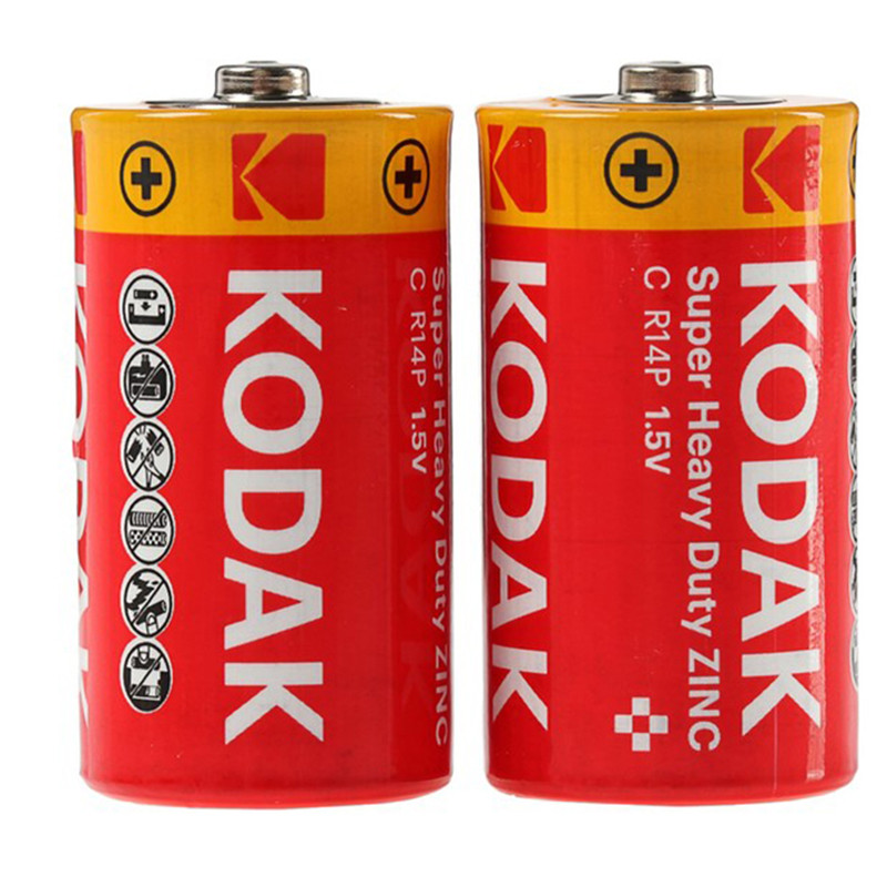 Батарейка солевая Kodak Super Heavy Duty, С, R14-SR2, 1.5В, плёнка, цена за 1 шт.
