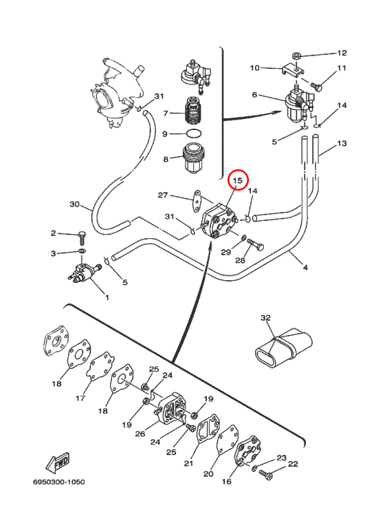 Бензонасос Yamaha Y 30-70 \ SUZ DT 20-65 Дубликат 6922441000 - фото 2 - id-p78095564