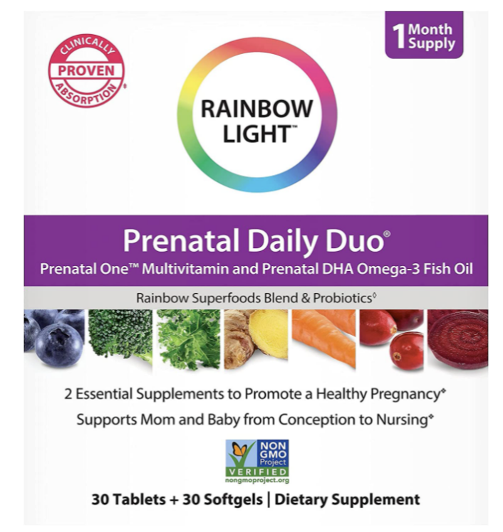Rainbow Light Prenatal Daily Duo: Prenatal One Multivitamin и Prenatal DHA с фолиевой кислотой