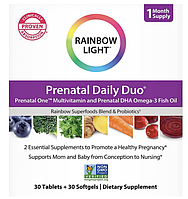 Rainbow Light Prenatal Daily Duo: Prenatal One Multivitamin и Prenatal DHA с фолиевой кислотой