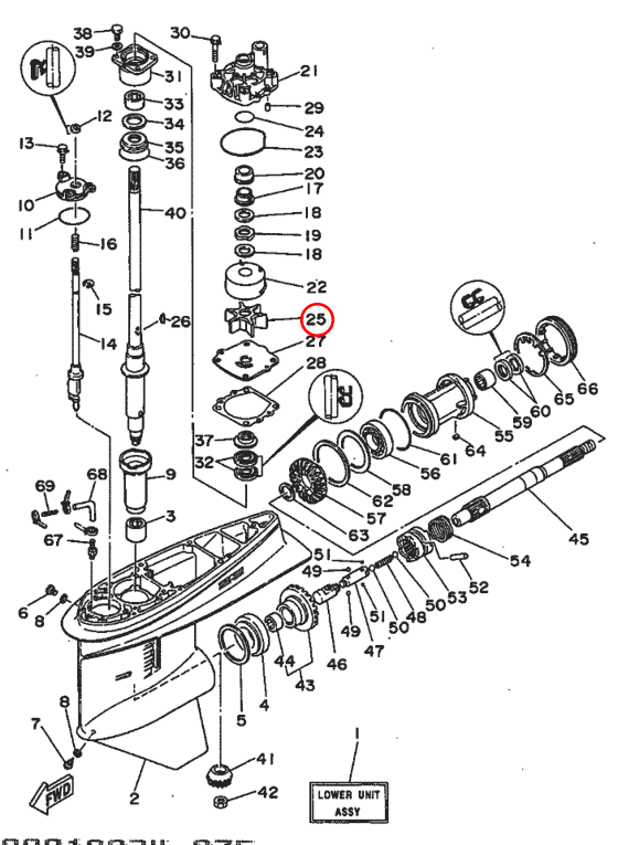 Крыльчатка помпы охлаждения Yamaha Y 100-300 Крыльчатка Captain 6E54435200 - фото 2 - id-p78095344