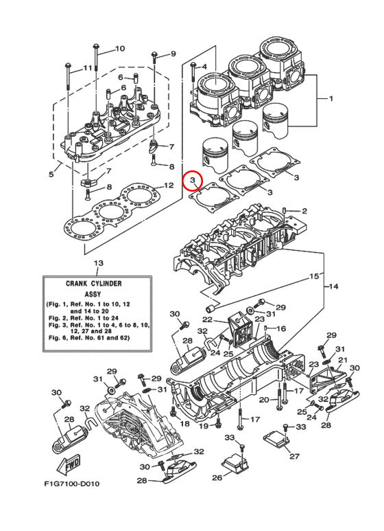 Прокладка ГБ гидроцикла Yamaha GP 1300 66E1135102 - фото 2 - id-p78095306