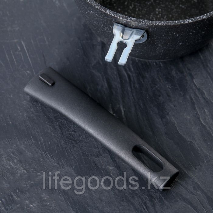 Кастрюля 1,5л с антипригарным покрытием (темный мрамор) со съемной ручкой, со стеклянной крышкой кмт17а - фото 5 - id-p71153119