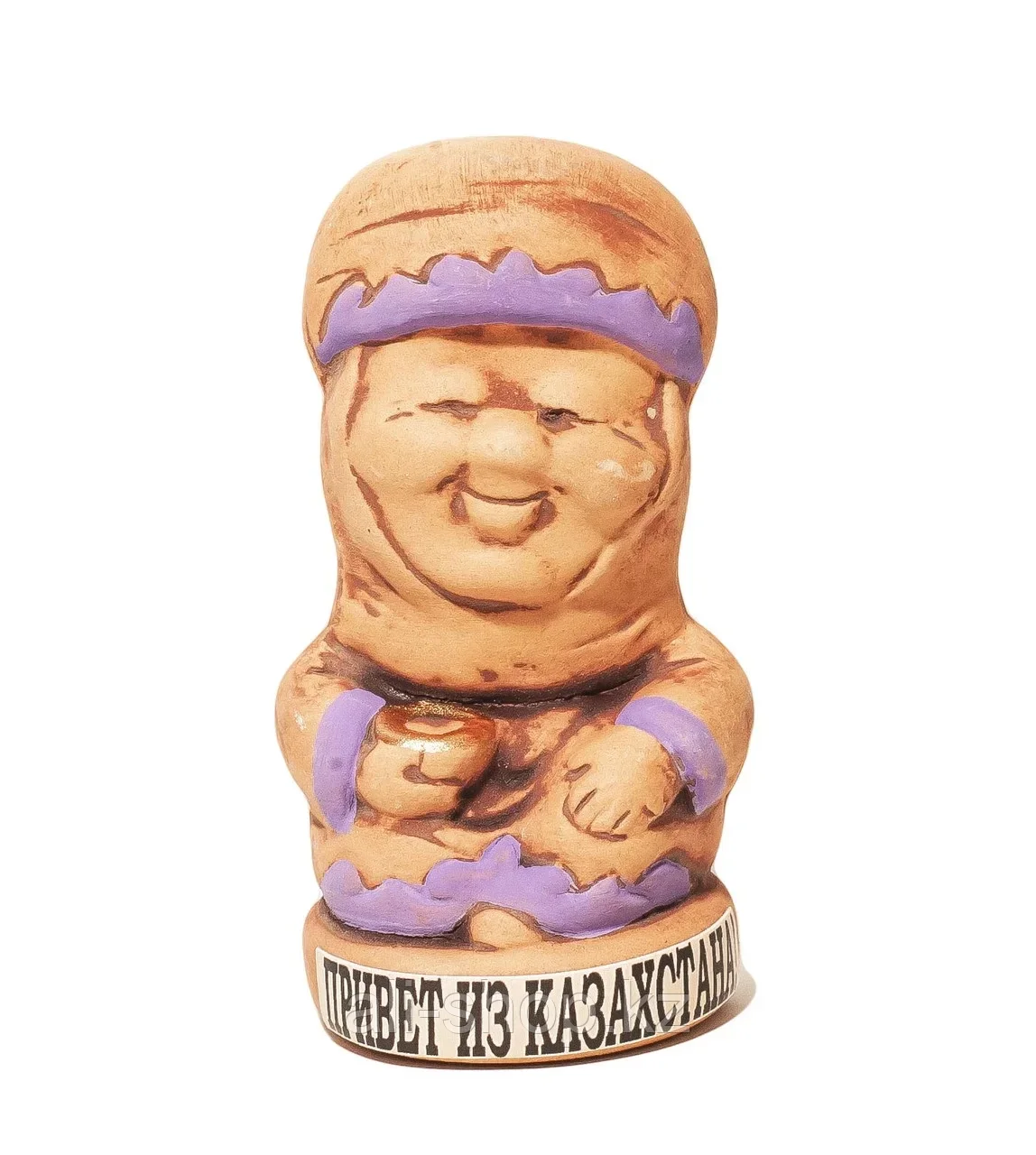 Статуэтка глиняная - Апашка с надписью "Привет из Казахстана", 8 см - фото 1 - id-p97444216