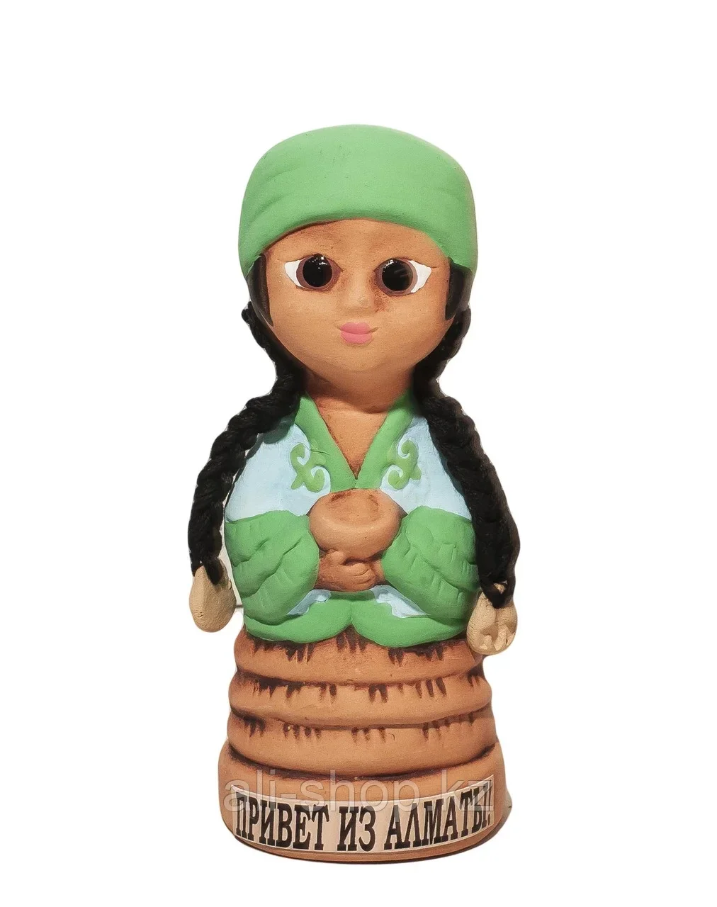 Статуэтка глиняная - Девушка с надписью "Привет из Алматы", 13 см - фото 1 - id-p97444222