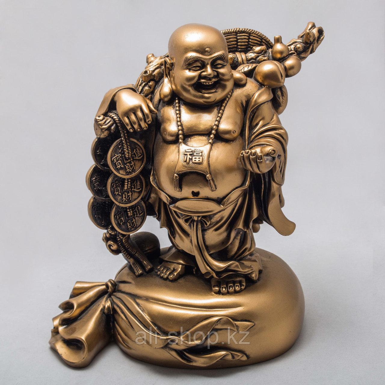 Статуэтка позолоченная "Будда на мешке" (26 см) - фото 1 - id-p97444304