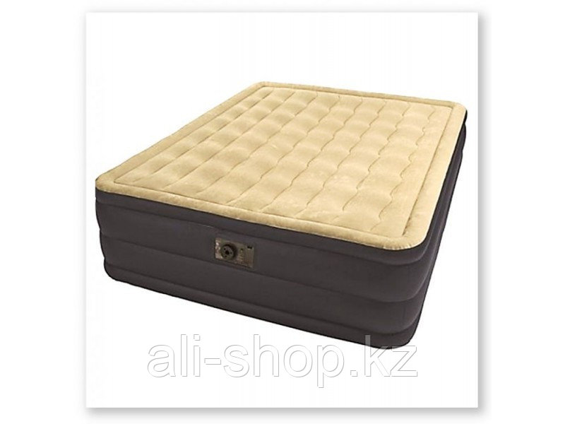 Кровать надувная двуспальная 203х152х46 см, max 273 кг, Intex Plush Bed 67710, поверхность флок, встроенный - фото 1 - id-p97445127