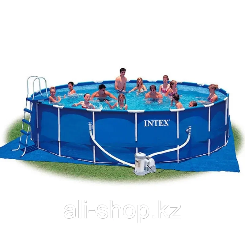 Бассейн каркасный 457х122 см, V-16800л, Intex Metal Frame Pool 28236 фильтр, лестница в комплекте - фото 1 - id-p97446113