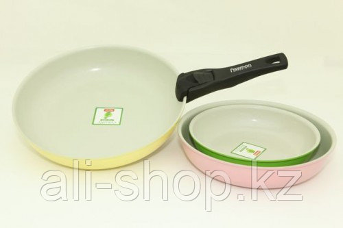 4860 FISSMAN Набор посуды 4 пр. COMFORTO со съемной ручкой (алюминий с керамическим антипригарным покрытием) - фото 1 - id-p97447407