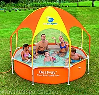 Бассейн каркасный 244х51 см, V-1899л, Bestway 56432/56193 с крышей