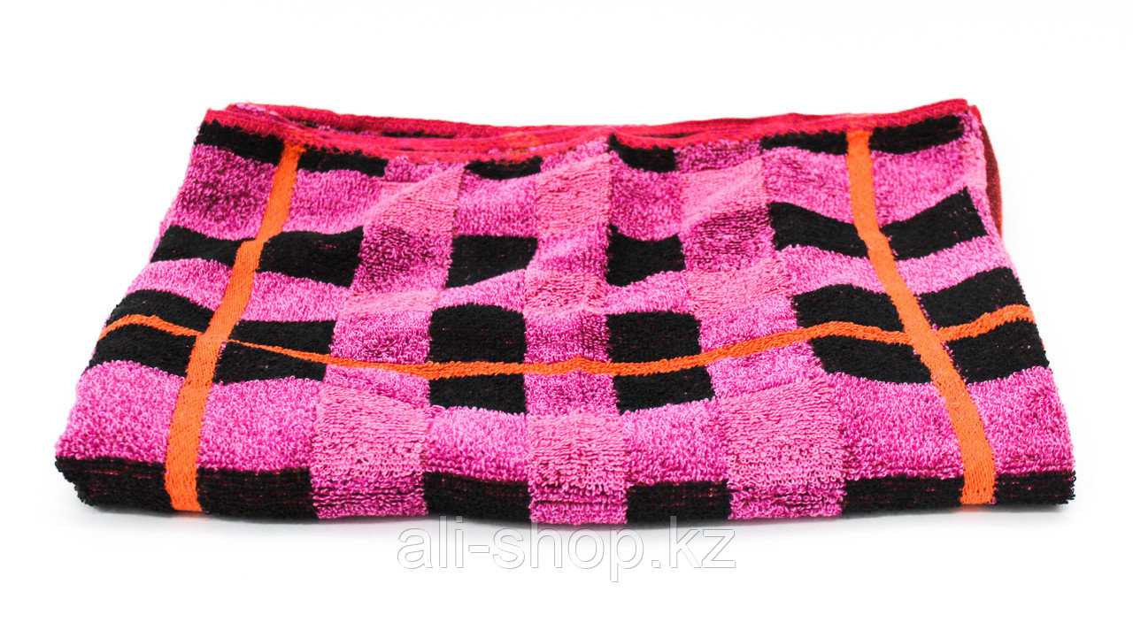 Полотенце банное, махровое, черно-розовое, 100*49 см - фото 1 - id-p97449497