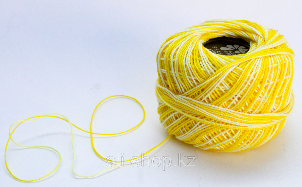 Нитки для вязания "Ирис", бело-желтые - фото 1 - id-p97450312